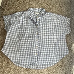 Madewell Checkered Gingham Button-Up Shirt Medium Purple White
